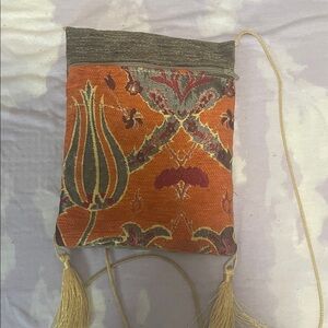 Bohemian Orange and Brown Crossbody Bag